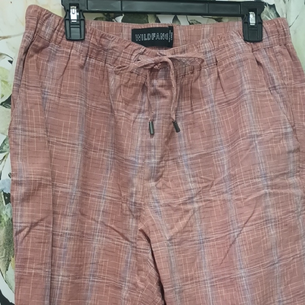 Wildfang Pink Plaid Drawstring Trousers